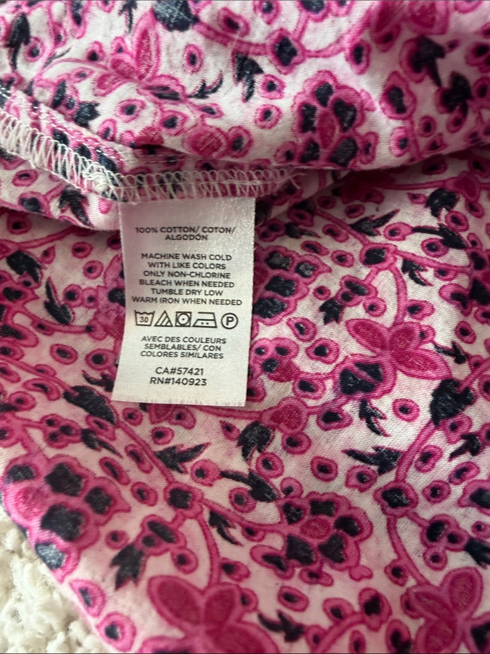 LOFT Pink Floral Henley Blouse with Smocked Cuffs - Picture 6 of 6